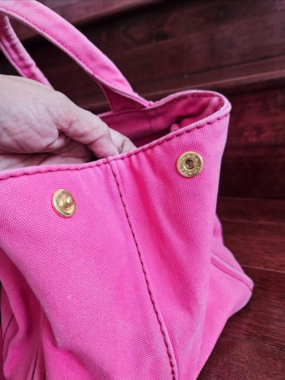 Prada Canapa With A Strap. Hot Pink Canvas Tote - Picture 7 of 7